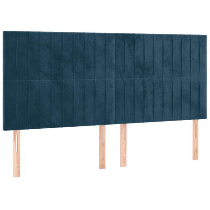 Letto a Molle con Materasso e LED Blu Scuro 160x200 cm