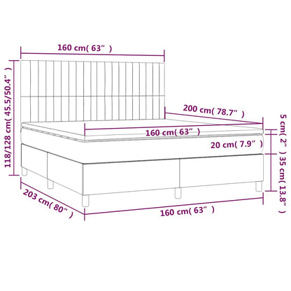 Letto a Molle con Materasso e LED Blu Scuro 160x200 cm | homemem39