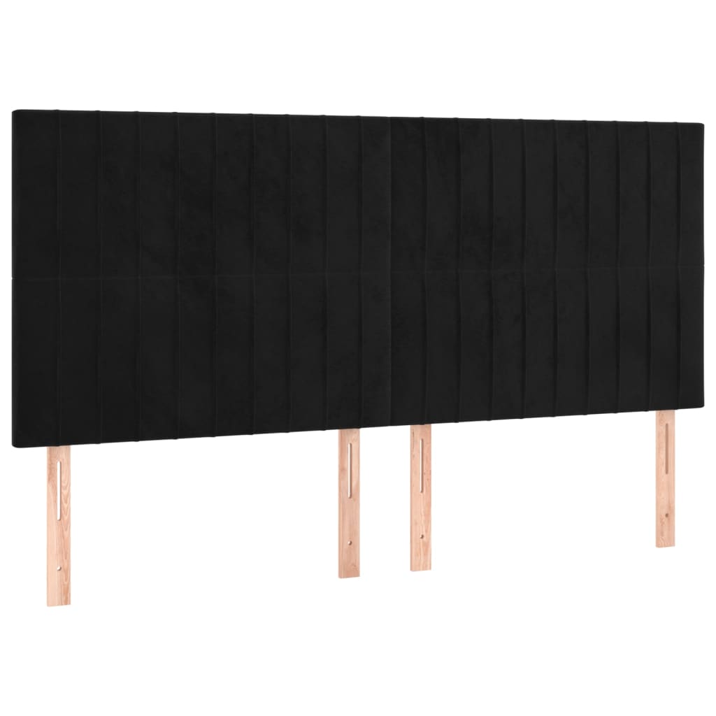 Letto a Molle con Materasso e LED Nero 180x200 cm in Velluto