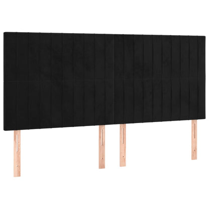 Letto a Molle con Materasso e LED Nero 180x200 cm in Velluto