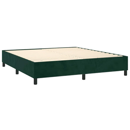Letto a Molle con Materasso e LED Verde Scuro 180x200cm Velluto
