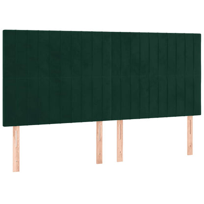 Letto a Molle con Materasso e LED Verde Scuro 200x200cm Velluto