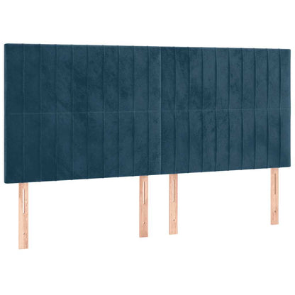 Letto a Molle con Materasso e LED Blu Scuro 200x200 cm