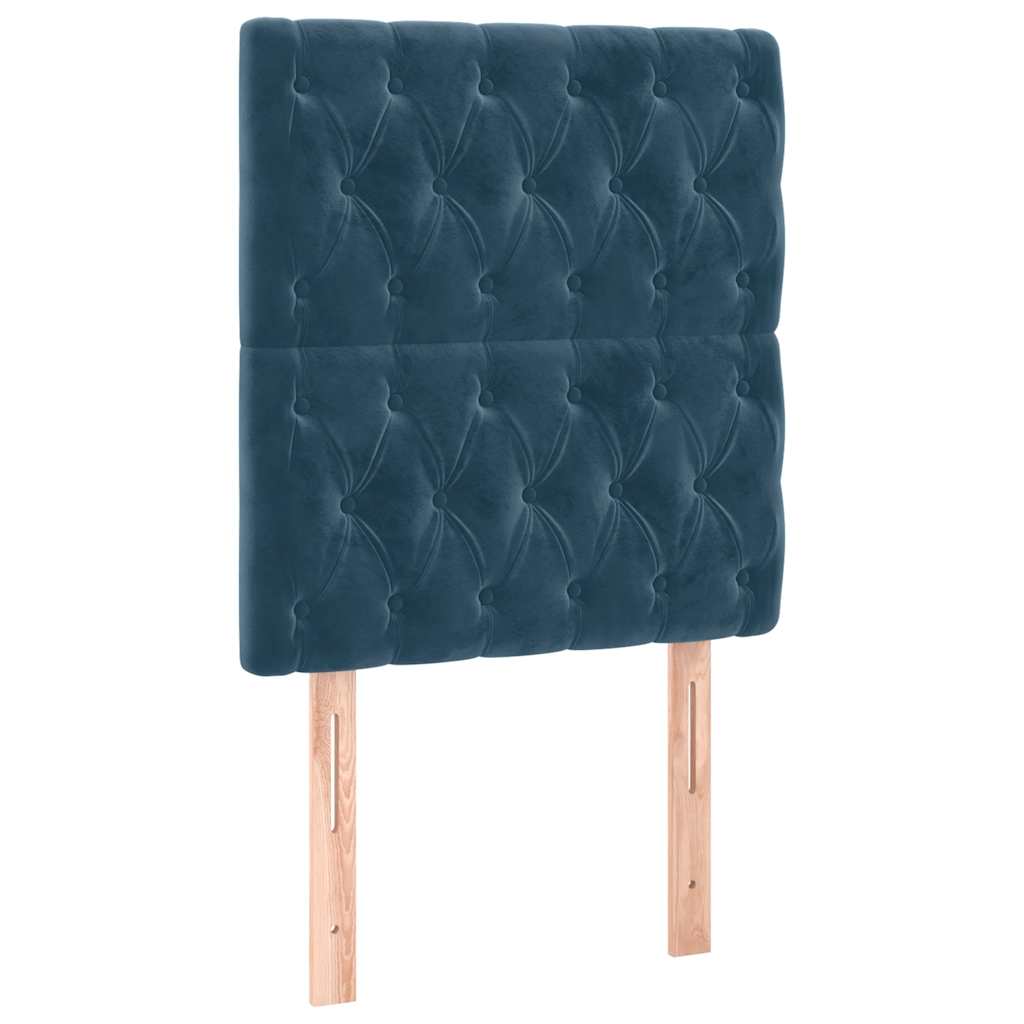Letto a Molle con Materasso e LED Blu Scuro 80x200cm in Velluto | homemem39