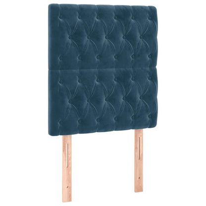 Letto a Molle con Materasso e LED Blu Scuro 80x200cm in Velluto | homemem39