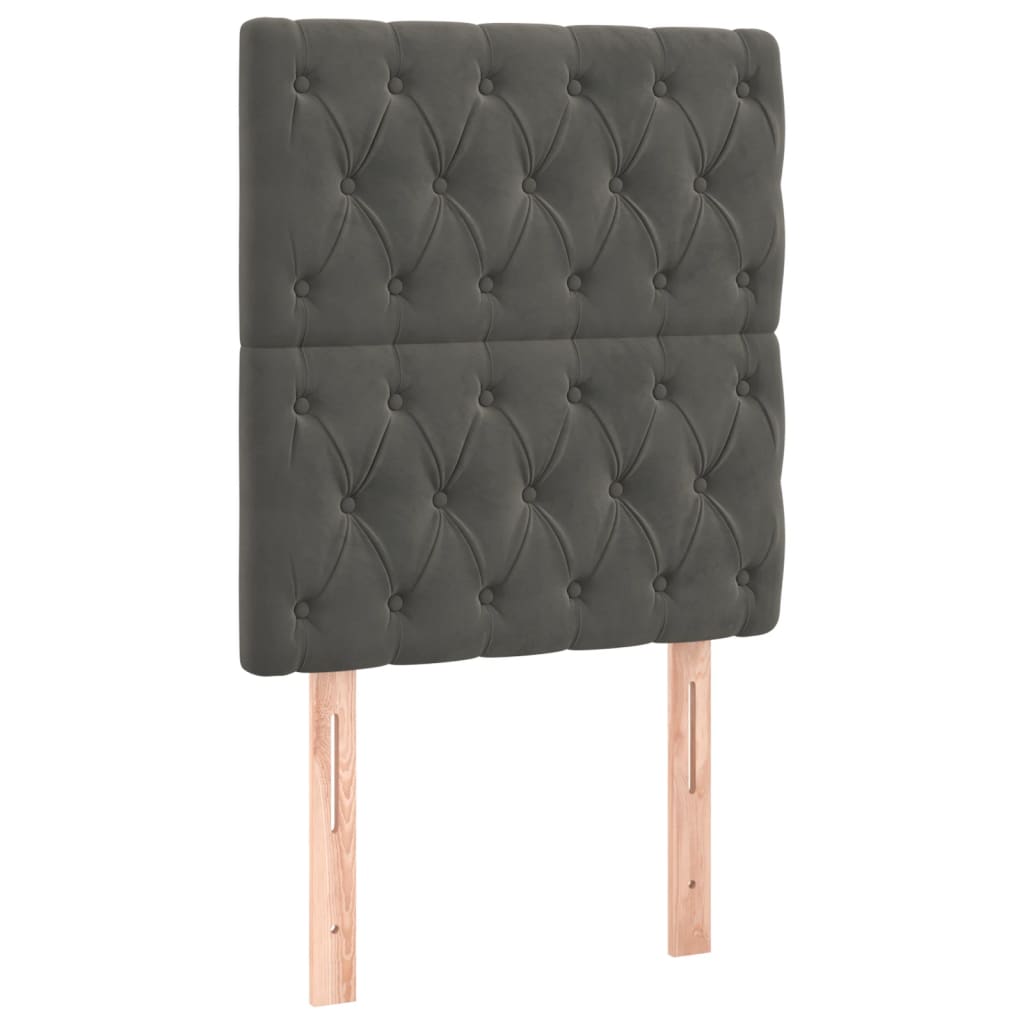 Letto a Molle con Materasso e LED Grigio Scuro 90x190cm Velluto