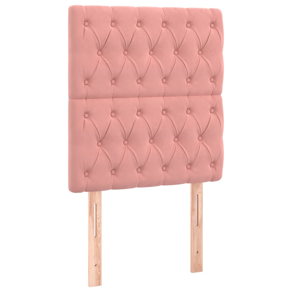 Letto a Molle con Materasso e LED Rosa 90x190 cm in Velluto - homemem39