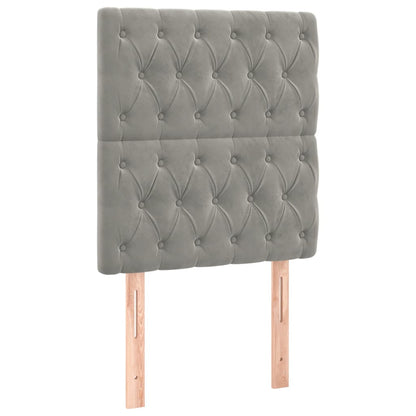 Letto a Molle Materasso e LED Grigio Chiaro 90x200 cm Velluto - homemem39