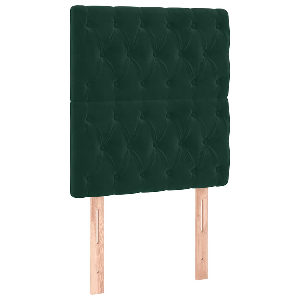 Letto a Molle con Materasso e LED Verde Scuro 100x200cm Velluto | homemem39