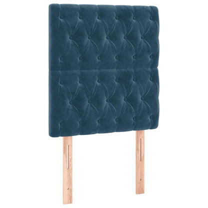 Letto a Molle con Materasso e LED Blu Scuro 100x200 cm