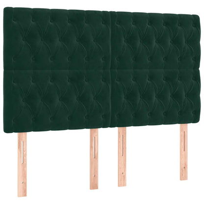 Letto a Molle con Materasso e LED Verde Scuro 140x200cm Velluto | homemem39
