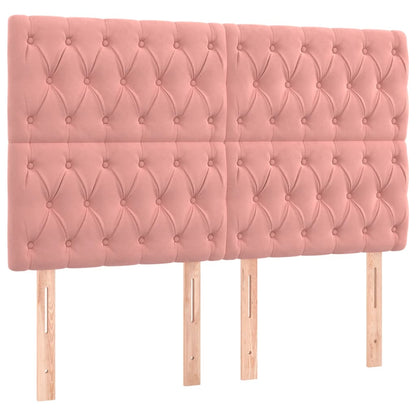 Letto a Molle con Materasso e LED Rosa 160x200 cm in Velluto