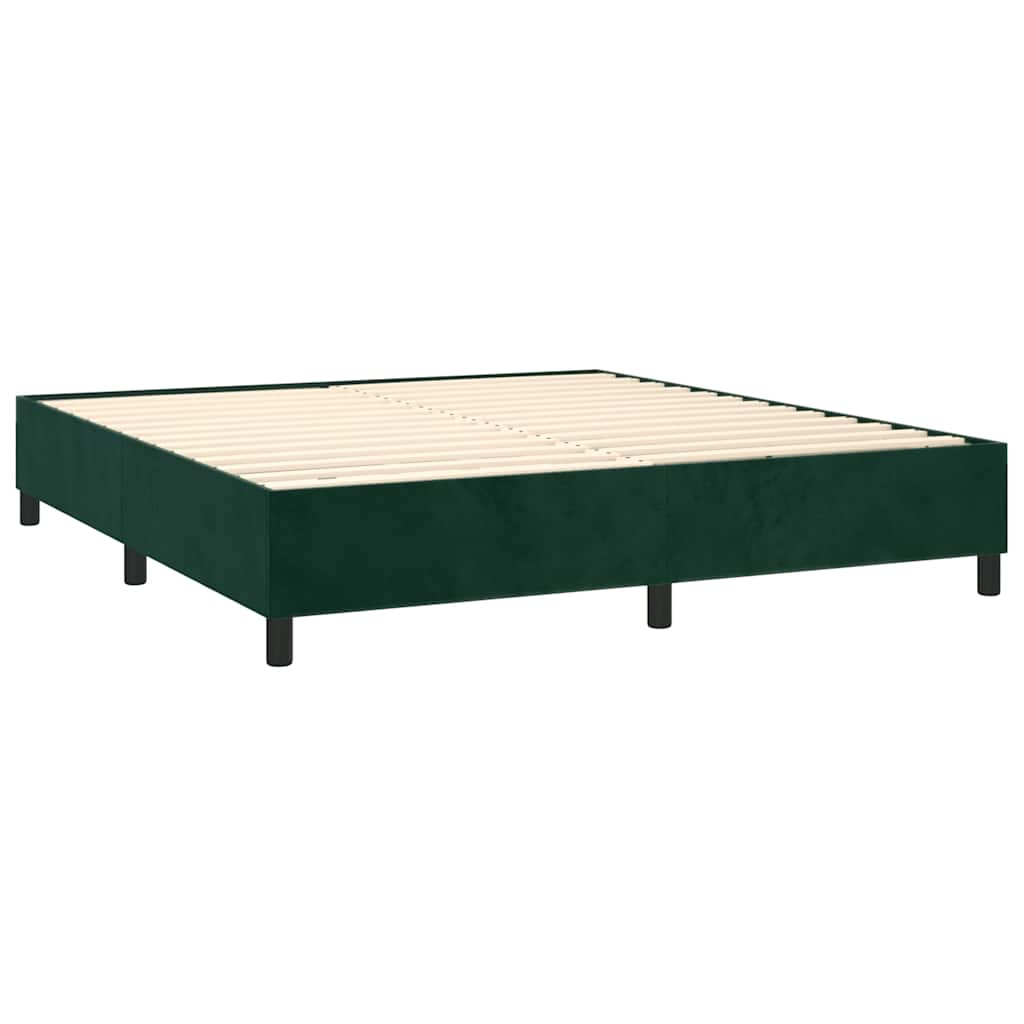 Letto a Molle con Materasso e LED Verde Scuro 180x200cm Velluto | homemem39