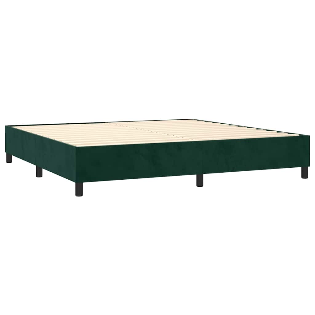 Letto a Molle con Materasso e LED Verde Scuro 200x200cm Velluto