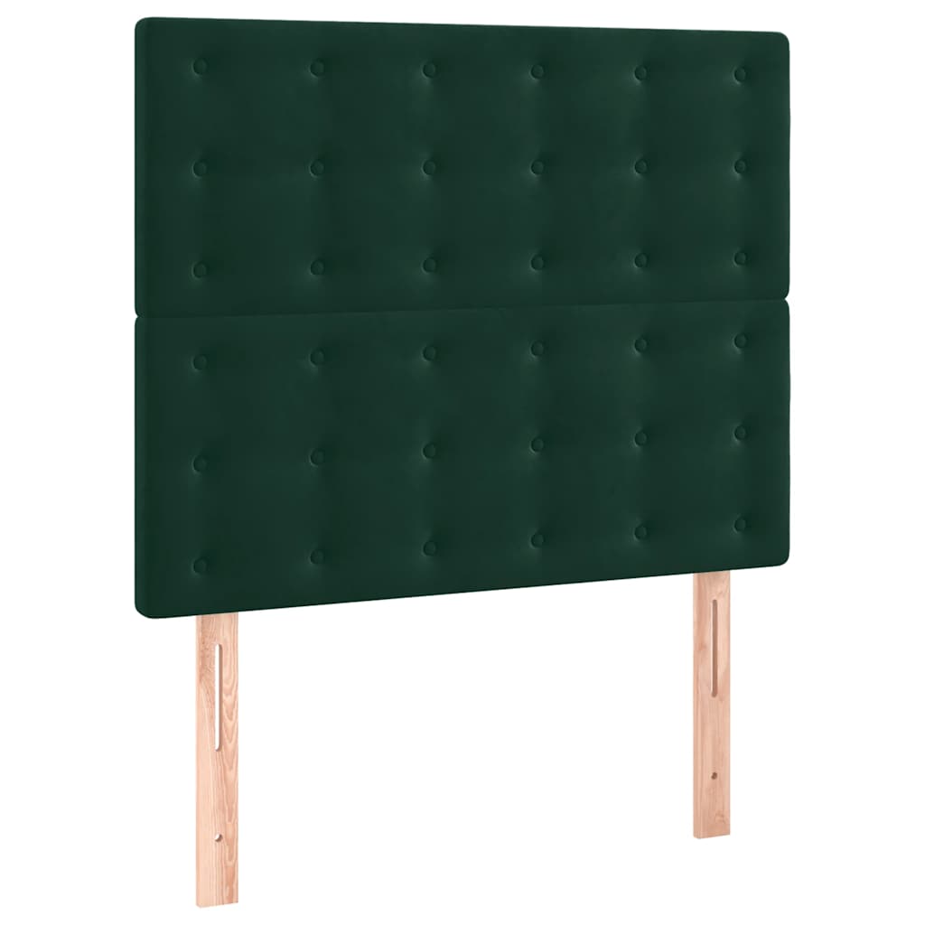 Letto a Molle con Materasso e LED Verde Scuro 80x200cm Velluto | homemem39