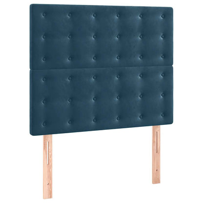Letto a Molle con Materasso e LED Blu Scuro 80x200cm in Velluto | homemem39