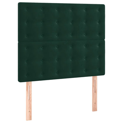 Letto a Molle con Materasso e LED Verde Scuro 90x190 cm Velluto | homemem39
