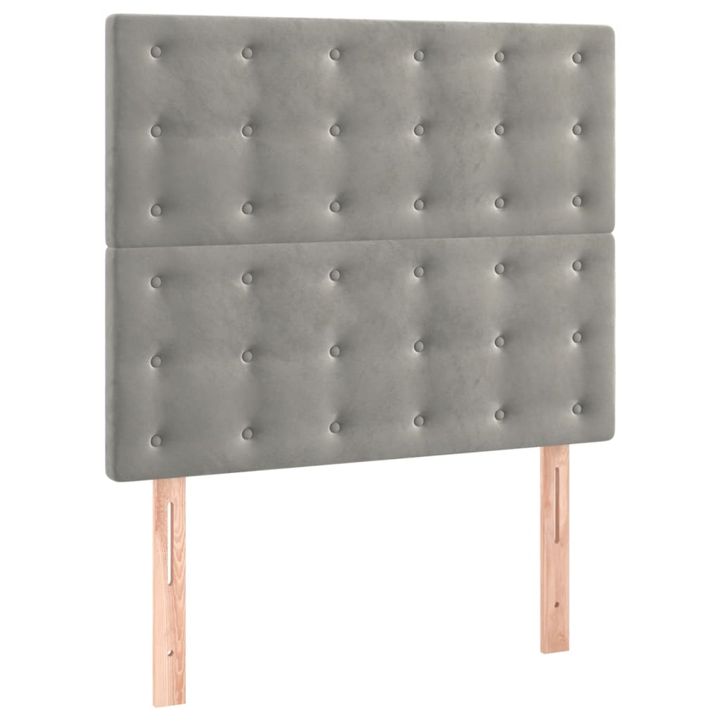 Letto a Molle Materasso e LED Grigio Chiaro 100x200 cm Velluto
