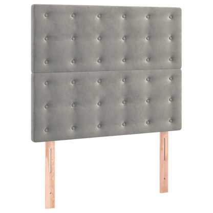 Letto a Molle Materasso e LED Grigio Chiaro 100x200 cm Velluto