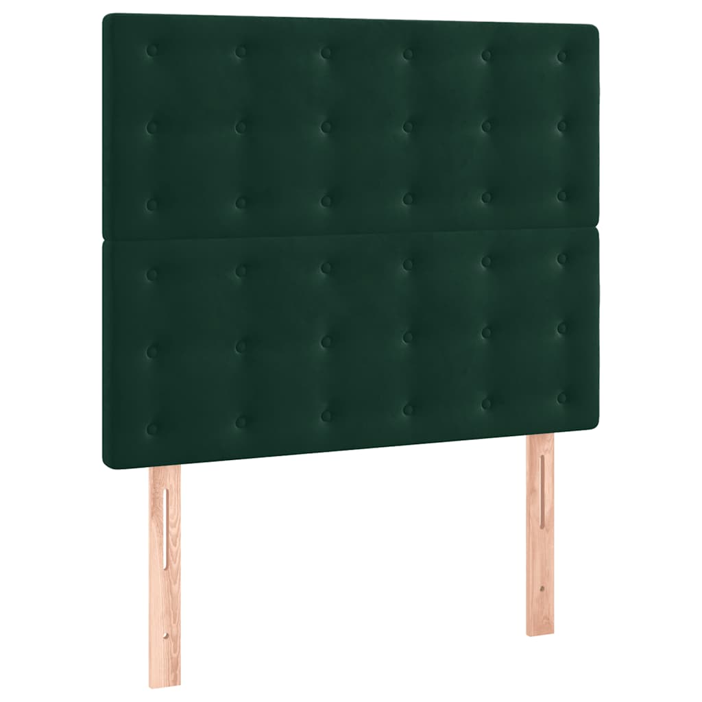 Letto a Molle con Materasso e LED Verde Scuro 100x200cm Velluto | homemem39