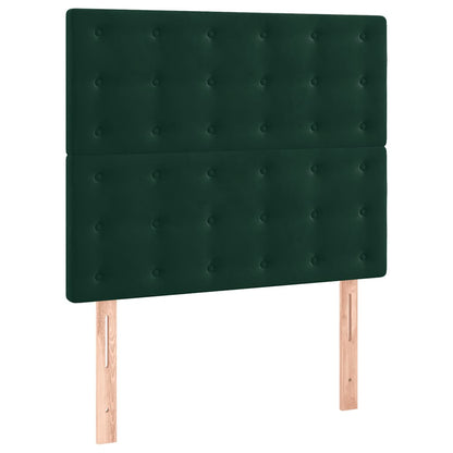 Letto a Molle con Materasso e LED Verde Scuro 100x200cm Velluto