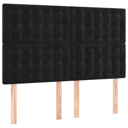 Letto a Molle con Materasso e LED Nero 140x190 cm in Velluto