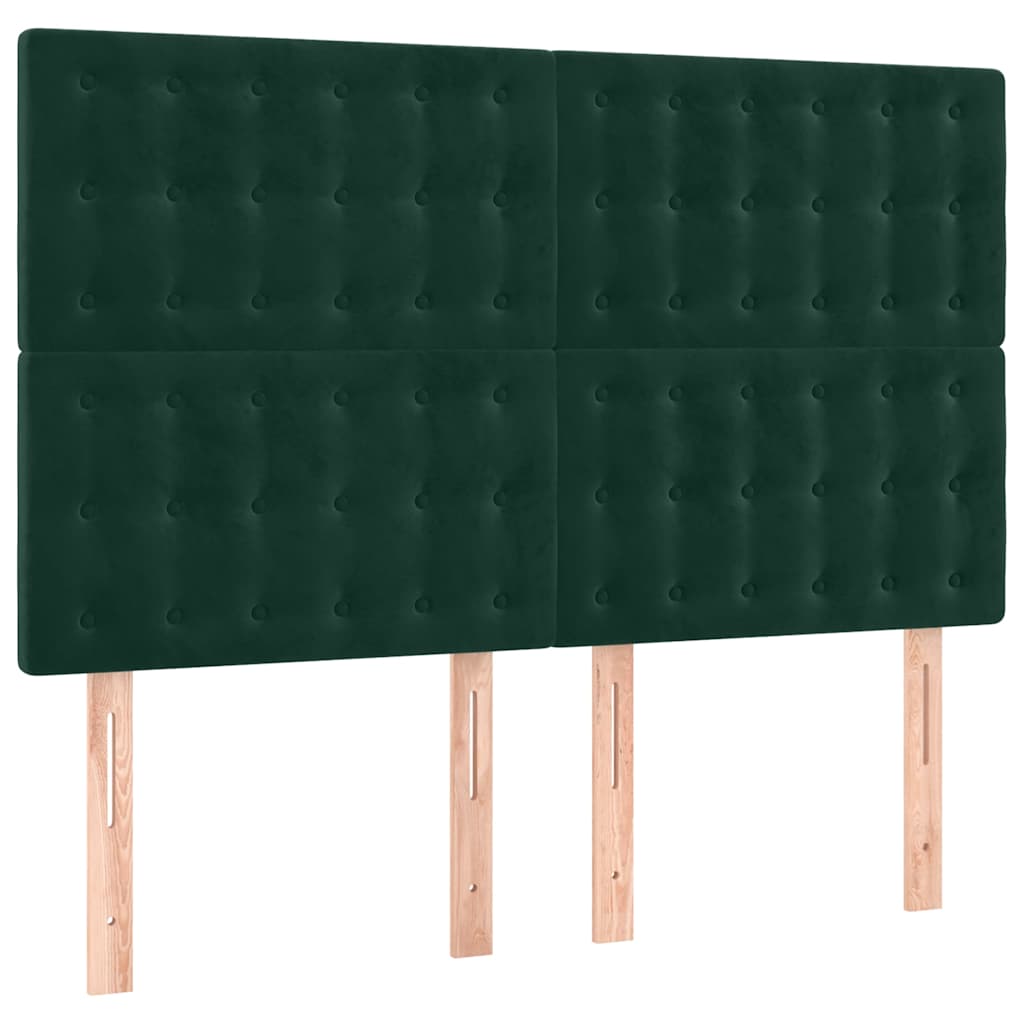 Letto a Molle con Materasso e LED Verde Scuro 140x190cm Velluto