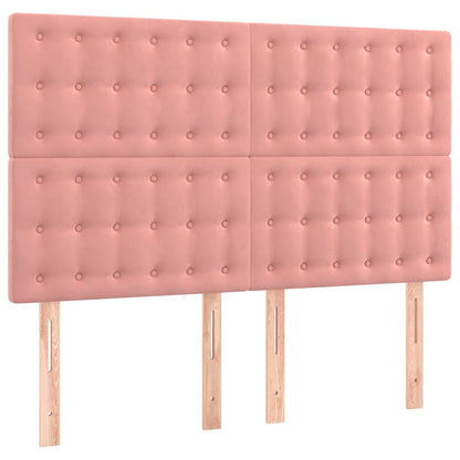 Letto a Molle con Materasso e LED Rosa 140x190 cm in Velluto