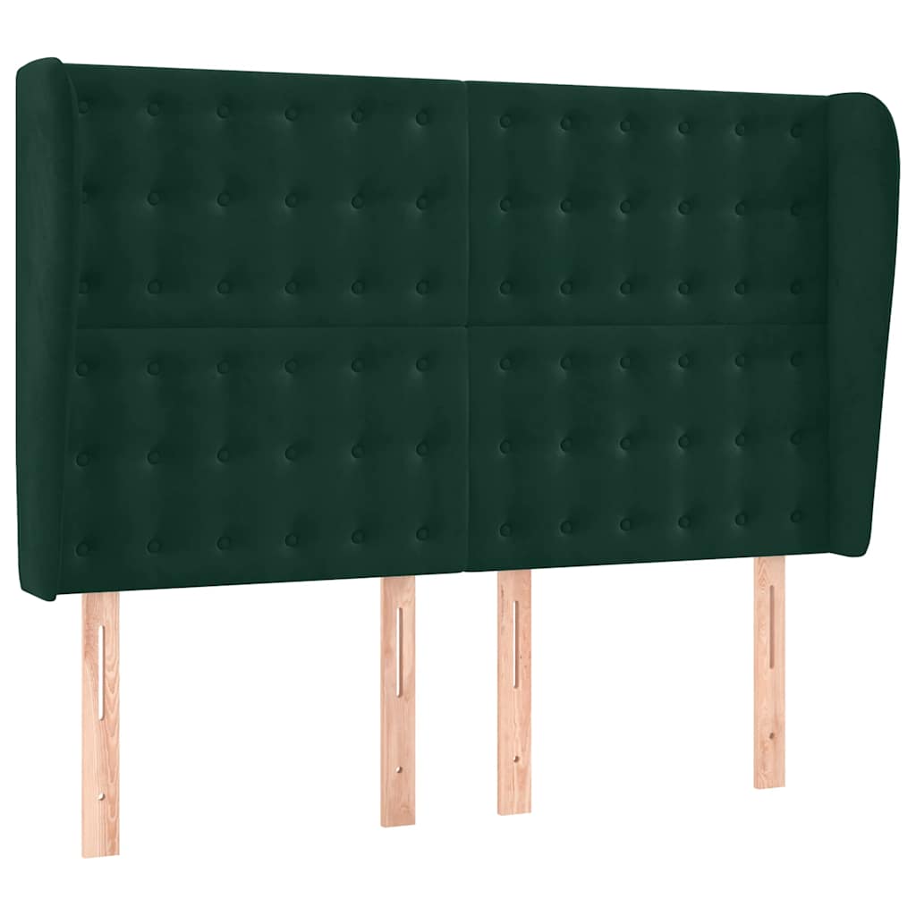 Letto a Molle con Materasso e LED Verde Scuro 140x200cm Velluto
