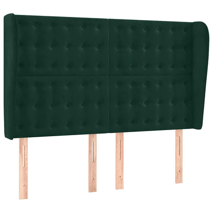 Letto a Molle con Materasso e LED Verde Scuro 140x200cm Velluto
