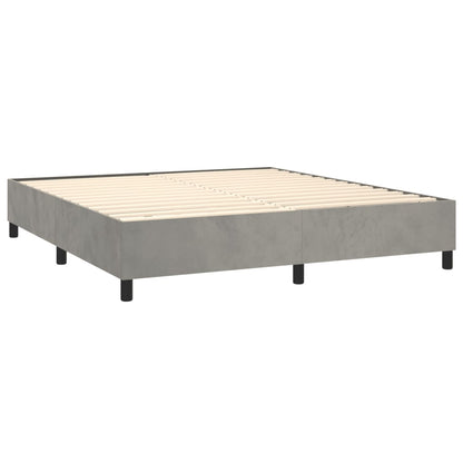 Letto a Molle Materasso e LED Grigio Chiaro 160x200 cm Velluto - homemem39