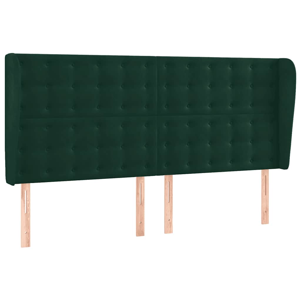 Letto a Molle con Materasso e LED Verde Scuro 160x200cm Velluto