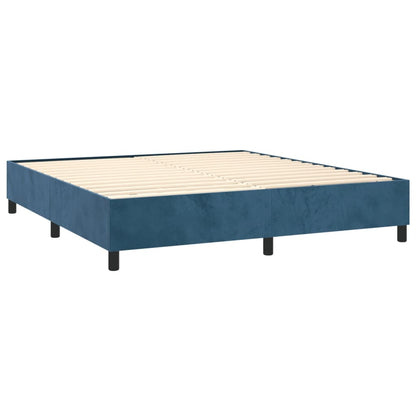 Letto a Molle con Materasso e LED Blu Scuro 160x200 cm - homemem39