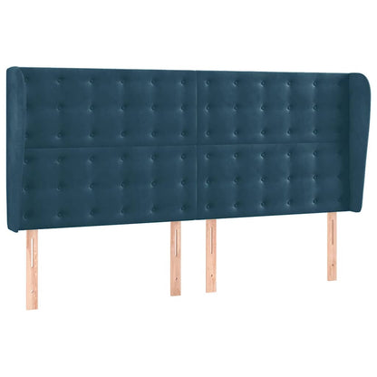 Letto a Molle con Materasso e LED Blu Scuro 160x200 cm