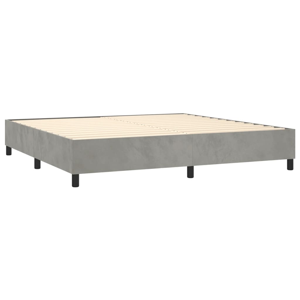 Letto a Molle Materasso e LED Grigio Chiaro 200x200 cm Velluto - homemem39
