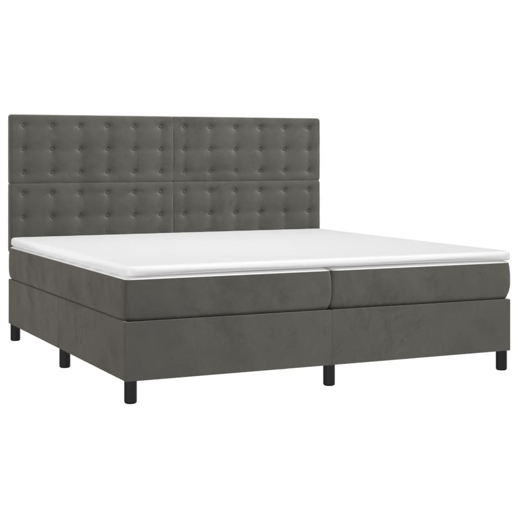 Letto a Molle con Materasso e LED Grigio Scuro 200x200 cm - homemem39