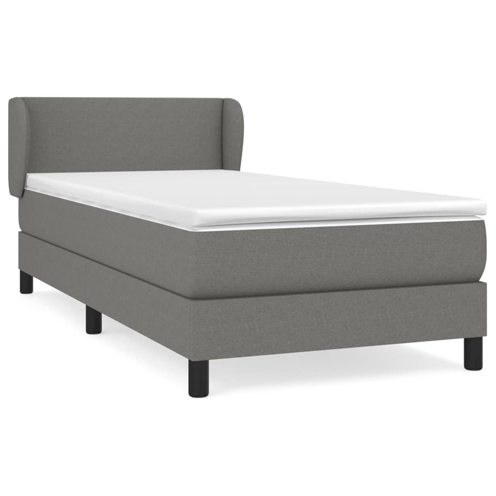 Giroletto a Molle con Materasso Grigio Scuro 90x190 cm Tessuto | homemem39