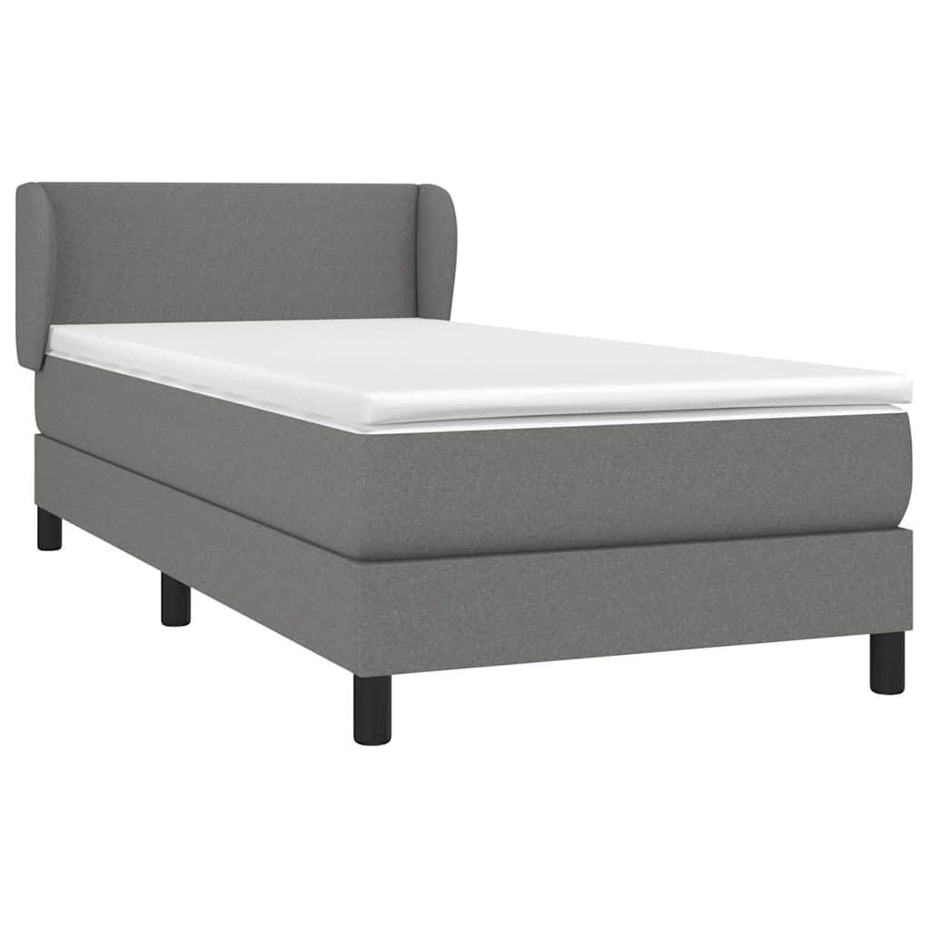 Giroletto a Molle con Materasso Grigio Scuro 90x190 cm Tessuto