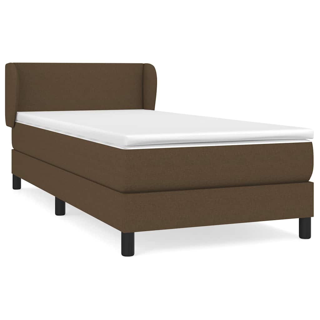 Giroletto a Molle con Materasso Marrone Scuro 90x200 cm Tessuto
