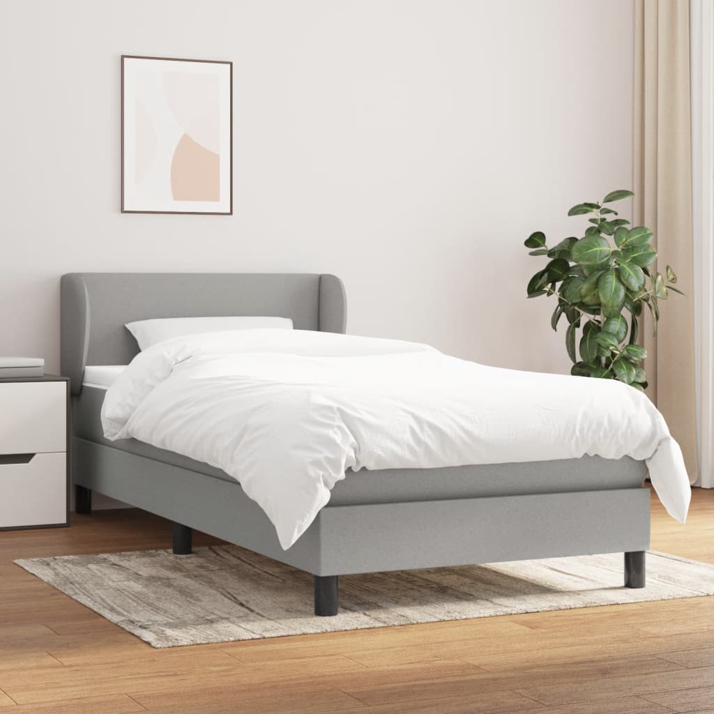 Giroletto a Molle con Materasso Grigio Chiaro100x200 cm Tessuto | homemem39