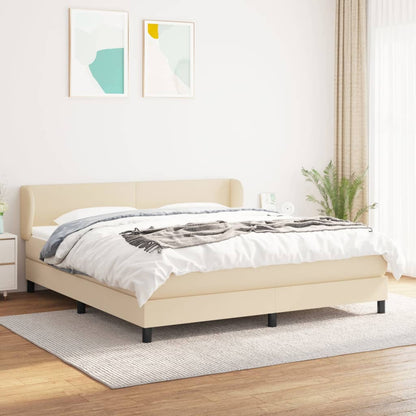 Giroletto a Molle con Materasso Crema 160x200 cm in Tessuto | homemem39