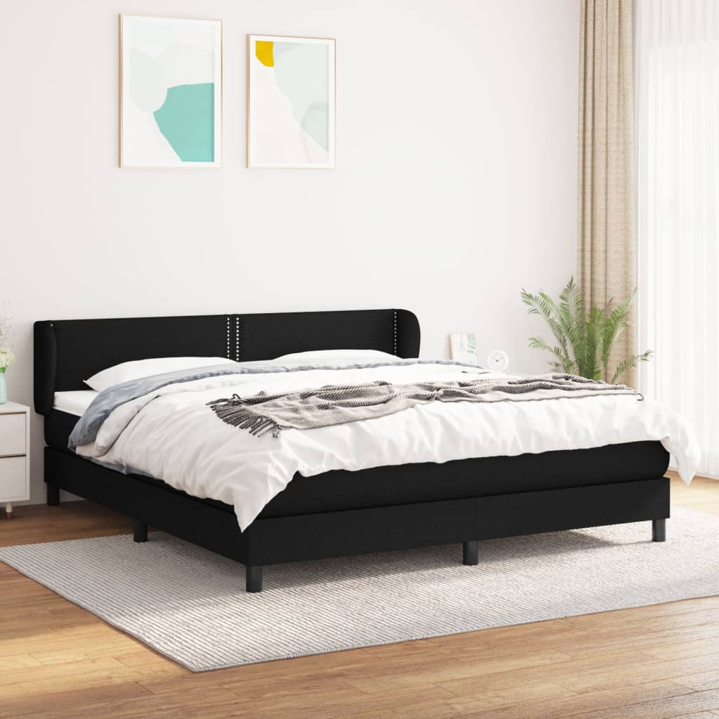 Giroletto a Molle con Materasso Nero 160x200 cm in Tessuto | homemem39