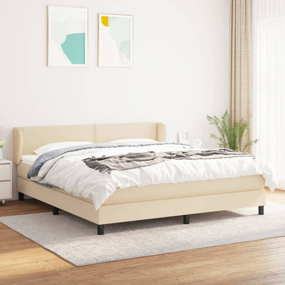 Giroletto a Molle con Materasso Crema 180x200 cm in Tessuto | homemem39