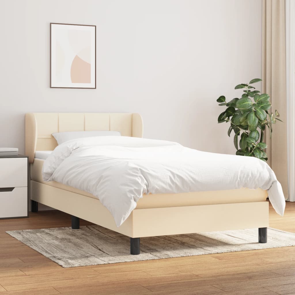 Giroletto a Molle con Materasso Crema 90x190 cm in Tessuto | homemem39