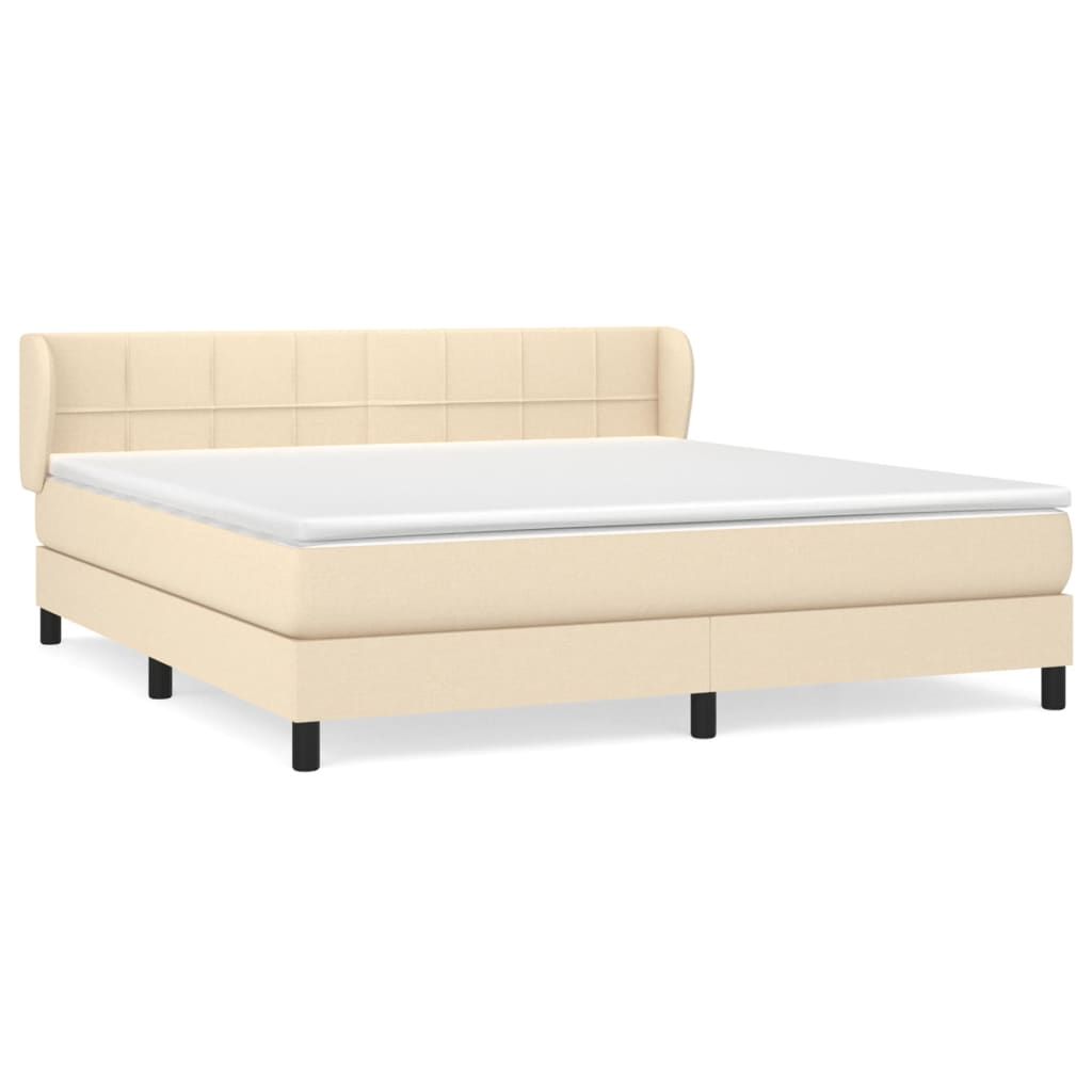 Giroletto a Molle con Materasso Crema 160x200 cm in Tessuto | homemem39