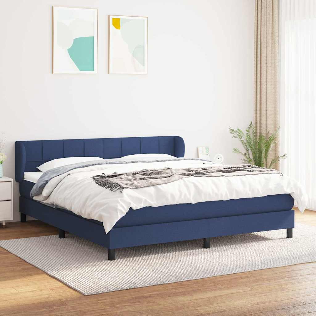 Giroletto a Molle con Materasso Blu 160x200 cm in Tessuto