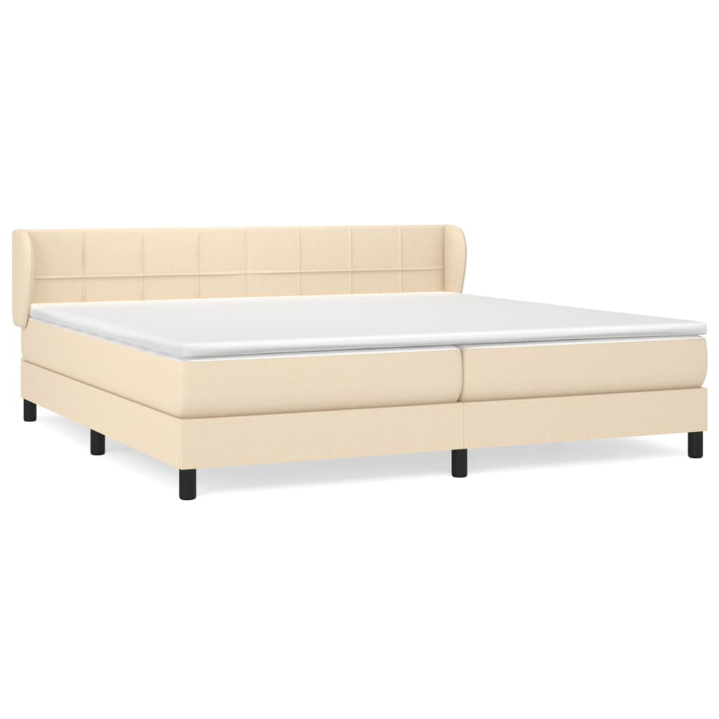 Giroletto a Molle con Materasso Crema 200x200 cm in Tessuto | homemem39