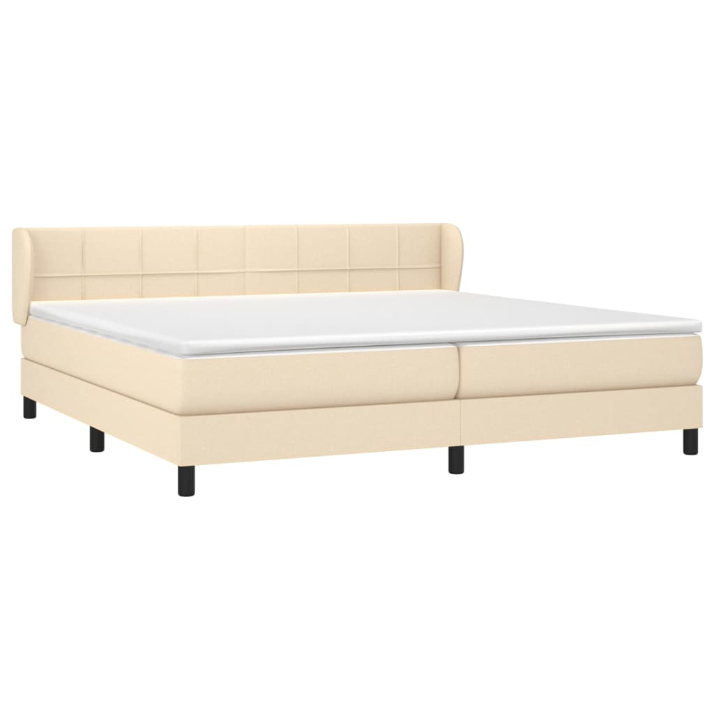 Giroletto a Molle con Materasso Crema 200x200 cm in Tessuto | homemem39