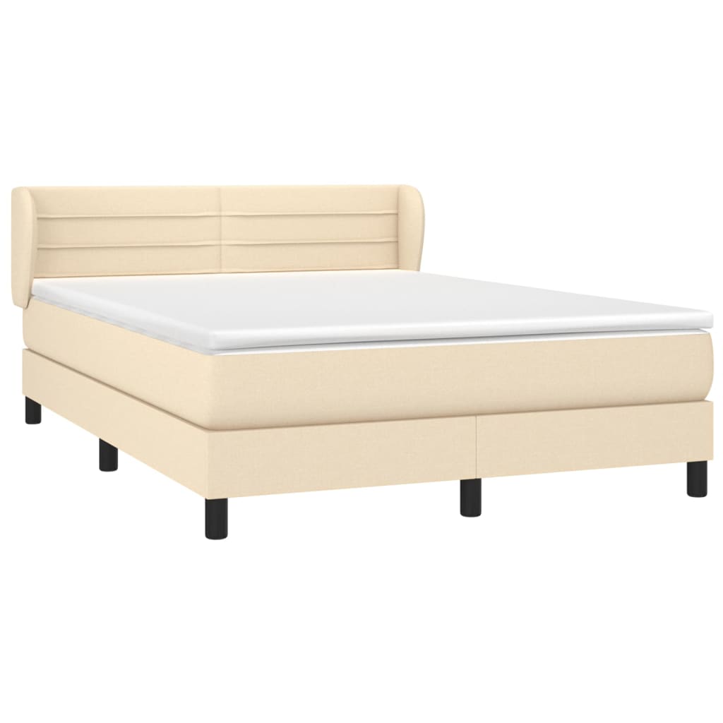 Giroletto a Molle con Materasso Crema 140x19 cm in Tessuto | homemem39