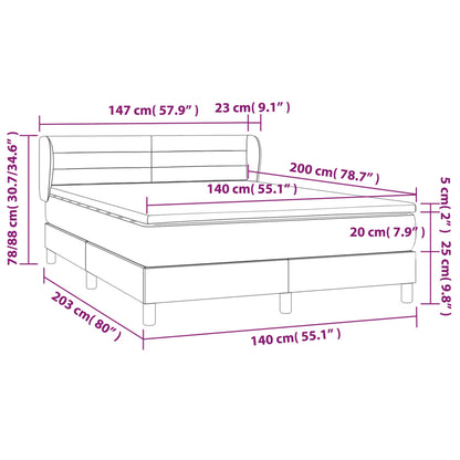 Giroletto a Molle con Materasso Marrone Scuro 140x200cm Tessuto | homemem39